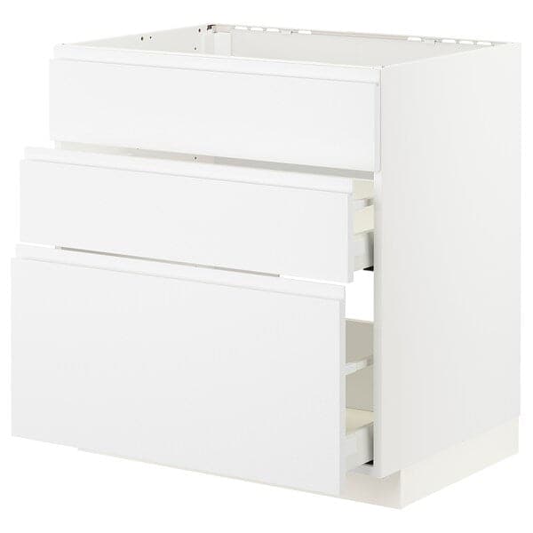 Ikea METOD / MAXIMERA - Base cab f hob/int extractor w drw, white/Voxtorp matt white, 80x60 cm