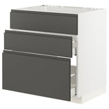 METOD / MAXIMERA base cab f hob/int extractor w drw, white/Voxtorp dark grey, 80x60 cm