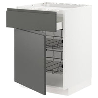 METOD / MAXIMERA base cab f hob/drawer/2 wire bskts, white/Voxtorp dark grey, 60x60 cm