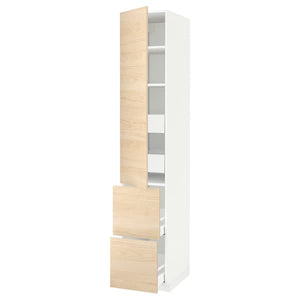METOD / MAXIMERA - Hi cab w shlvs/4 drawers/dr/2 frnts, white/Askersund light ash effect, 40x60x220 cm - best price from Maltashopper.com 59343218
