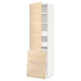 METOD / MAXIMERA hi cab w shlvs/4 drawers/dr/2 frnts, white/Askersund light ash effect, 60x60x220 cm