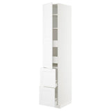 METOD / MAXIMERA hi cab w shlvs/4 drawers/dr/2 frnts, white/Axstad matt white, 40x60x220 cm