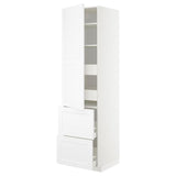 METOD / MAXIMERA hi cab w shlvs/4 drawers/dr/2 frnts, white/Axstad matt white, 60x60x220 cm