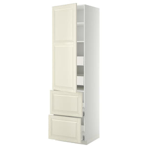 METOD / MAXIMERA - Hi cab w shlvs/4 drawers/dr/2 frnts, white/Bodbyn off-white, 60x60x220 cm - best price from Maltashopper.com 29369304