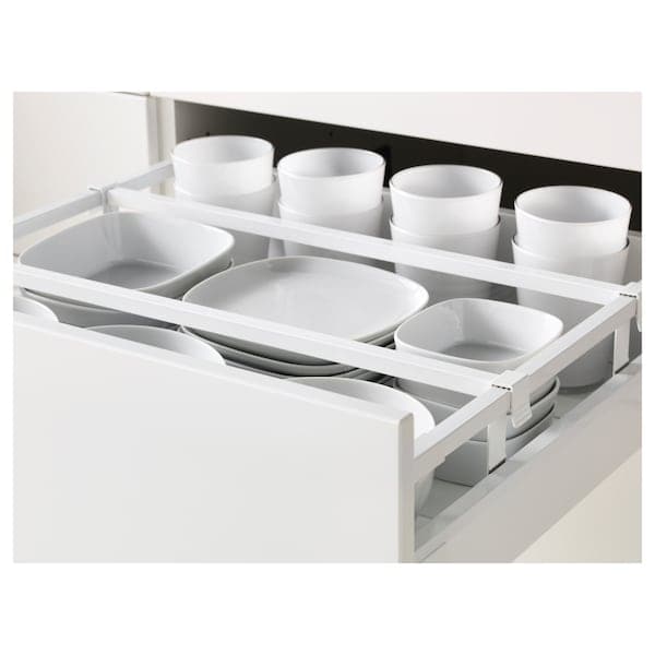 METOD / MAXIMERA - Hi cab w shlvs/4 drawers/dr/2 frnts, white/Bodbyn off-white, 60x60x220 cm - best price from Maltashopper.com 29369304