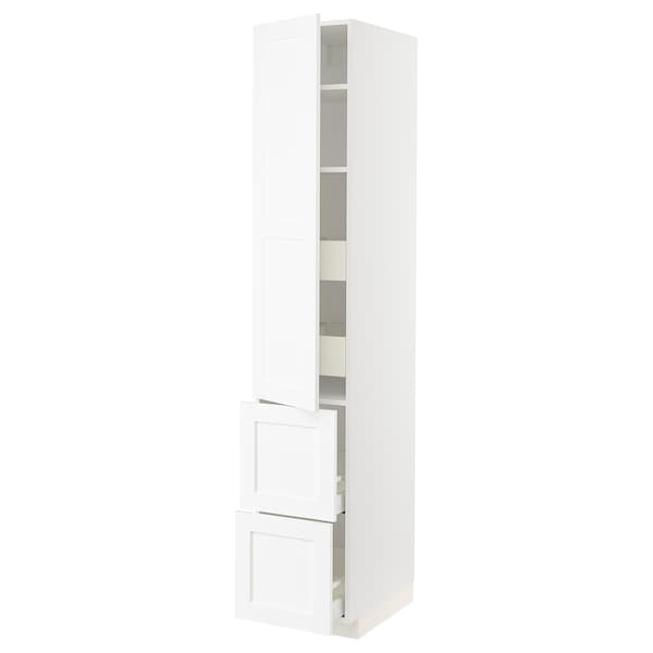 METOD / MAXIMERA - Hi cab w shlvs/4 drawers/dr/2 frnts, white Enköping/white wood effect, 40x60x220 cm - best price from Maltashopper.com 79473322