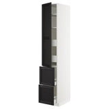 METOD / MAXIMERA hi cab w shlvs/4 drawers/dr/2 frnts, white/Lerhyttan black stained, 40x60x220 cm