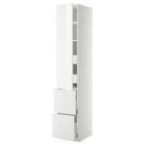 METOD / MAXIMERA hi cab w shlvs/4 drawers/dr/2 frnts, white/Ringhult white, 40x60x220 cm