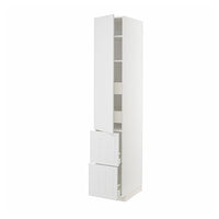 METOD / MAXIMERA hi cab w shlvs/4 drawers/dr/2 frnts, white/Stensund white, 40x60x220 cm