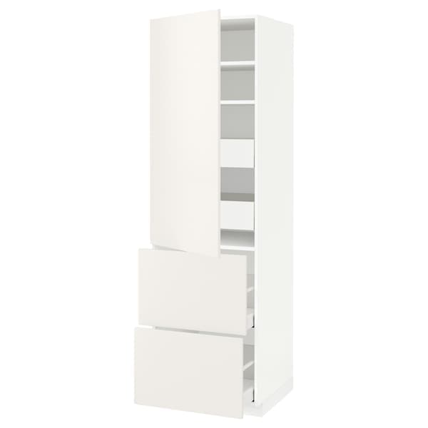 METOD / MAXIMERA - Hi cab w shlvs/4 drawers/dr/2 frnts, white/Veddinge white, 60x60x200 cm - best price from Maltashopper.com 09377574