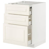 METOD / MAXIMERA bc w pull-out work surface/3drw, white/Bodbyn off-white, 60x60 cm