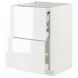 METOD / MAXIMERA bc w pull-out work surface/3drw, white/Ringhult white, 60x60 cm