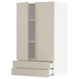 METOD / MAXIMERA wall cabinet w 2 doors/2 drawers, white/Havstorp beige, 60x100 cm