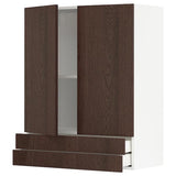 METOD / MAXIMERA wall cabinet w 2 doors/2 drawers, white/Sinarp brown, 80x100 cm