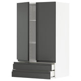 METOD / MAXIMERA wall cabinet w 2 doors/2 drawers, white/Voxtorp dark grey, 60x100 cm