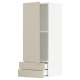 METOD / MAXIMERA wall cabinet with door/2 drawers, white/Havstorp beige, 40x100 cm