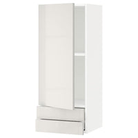 METOD / MAXIMERA wall cabinet with door/2 drawers, white/Ringhult light grey, 40x100 cm