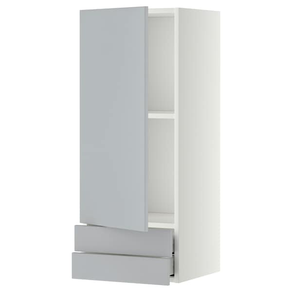 METOD / MAXIMERA - Wall cabinet with door/2 drawers, white/Veddinge grey, 40x100 cm - best price from Maltashopper.com 79461828
