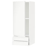 METOD / MAXIMERA wall cabinet with door/2 drawers, white/Voxtorp matt white, 40x100 cm