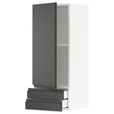 METOD / MAXIMERA wall cabinet with door/2 drawers, white/Voxtorp dark grey, 40x100 cm