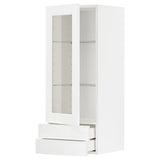METOD / MAXIMERA wall cabinet w glass door/2 drawers, white Enköping/white wood effect, 40x100 cm