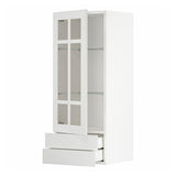 METOD / MAXIMERA wall cabinet w glass door/2 drawers, white/Stensund white, 40x100 cm