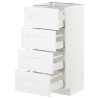 METOD base cab 4 frnts/4 drawers, white/Axstad matt white, 40x37 cm