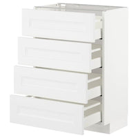 METOD base cab 4 frnts/4 drawers, white/Axstad matt white, 60x37 cm