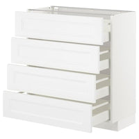 METOD base cab 4 frnts/4 drawers, white/Axstad matt white, 80x37 cm