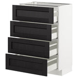 METOD base cab 4 frnts/4 drawers, white/Lerhyttan black stained, 60x37 cm