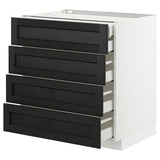 METOD base cb 4 frnts/2 low/3 md drwrs, white/Lerhyttan black stained, 80x60 cm