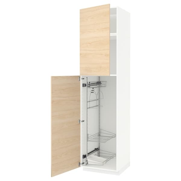 METOD - High cabinet with cleaning interior, white/Askersund light ash effect, 60x60x240 cm - best price from Maltashopper.com 09468197