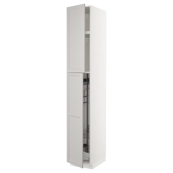 METOD - High cabinet with cleaning interior, white/Lerhyttan light grey,  40x60x240 cm