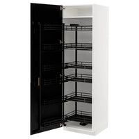 METOD high cabinet with pull-out larder, white/Lerhyttan black stained, 60x60x200 cm