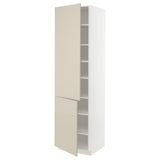 METOD high cabinet with shelves/2 doors, white/Havstorp beige, 60x60x220 cm