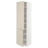 METOD high cabinet with shelves/2 doors, white/Havstorp beige, 60x60x220 cm