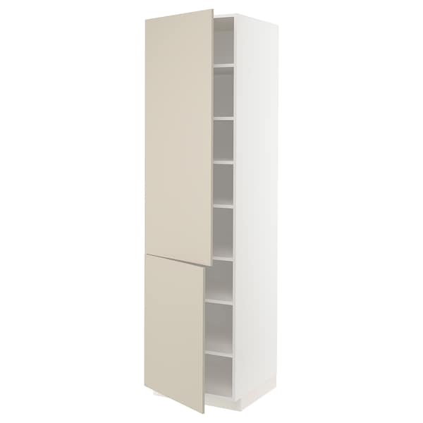 Ikea METOD - High cabinet with shelves/2 doors, white/Havstorp beige, 60x60x220 cm