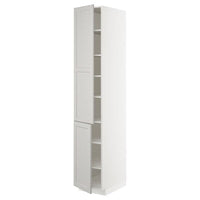 METOD high cabinet with shelves/2 doors, white/Lerhyttan light grey, 40x60x220 cm