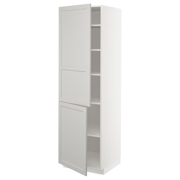 Ikea METOD - High cabinet with shelves/2 doors, white/Lerhyttan light grey, 60x60x200 cm