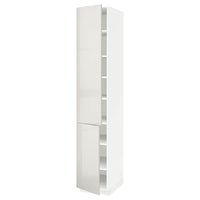 METOD high cabinet with shelves/2 doors, white/Ringhult light grey, 40x60x220 cm