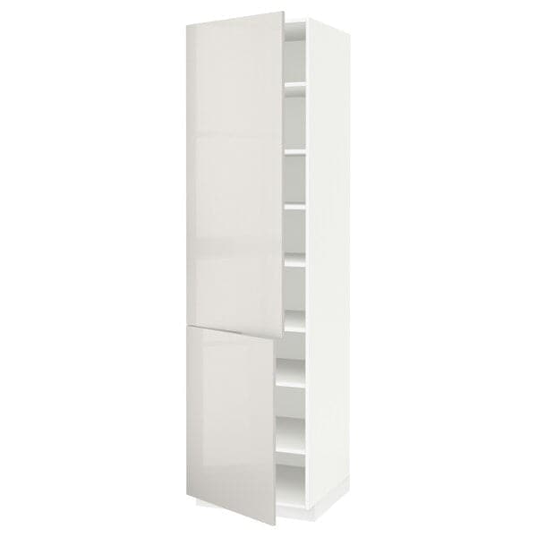 Ikea METOD - High cabinet with shelves/2 doors, white/Ringhult light grey, 60x60x220 cm