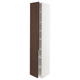 METOD high cabinet with shelves/2 doors, white/Sinarp brown, 40x60x220 cm