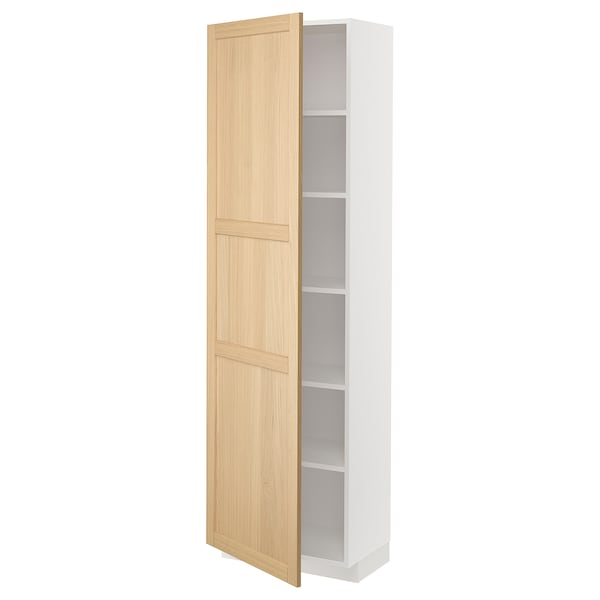 Ikea METOD - High cabinet with shelves, white/Forsbacka oak, 60x37x200 cm