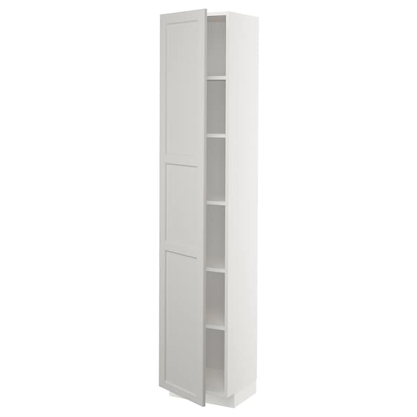 Ikea METOD - High cabinet with shelves, white/Lerhyttan light grey, 40x37x200 cm