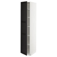 METOD high cabinet with shelves, white/Lerhyttan black stained, 40x60x200 cm