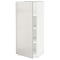 METOD high cabinet with shelves, white/Ringhult light grey, 60x60x140 cm