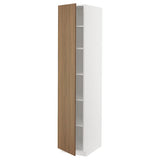 METOD high cabinet with shelves, white/Tistorp brown walnut effect, 40x60x200 cm