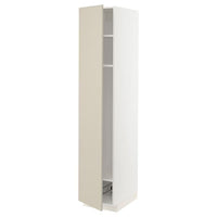 METOD high cabinet w shelves/wire basket, white/Havstorp beige, 40x60x200 cm