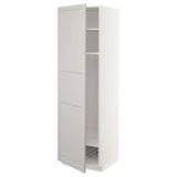 METOD high cabinet w shelves/wire basket, white/Lerhyttan light grey, 60x60x200 cm