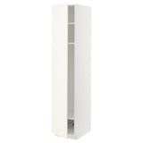 METOD high cabinet w shelves/wire basket, white/Vallstena white, 40x60x200 cm